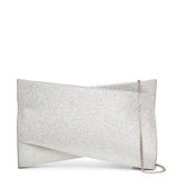 Loubitwist small silver glitter clutch