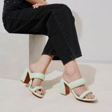 Inflama Sab 85 green leather mules