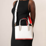 Cabata E/W mini loubinthesky white tote bag