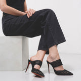Deia 100 macrame black mule pumps
