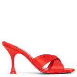 Nicol is Back 85 red satin mules