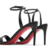 Loubigirl 85 black leather sandals