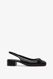 Mamaflirt black leather sling pumps