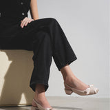 Mamaflirt beige leather sling pumps