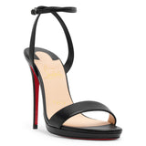 Loubi Queen 120 black leather sandals