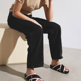 Hot Cross Donna black leather flats