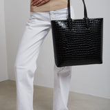 Cabata black calf ali zipper tote bag