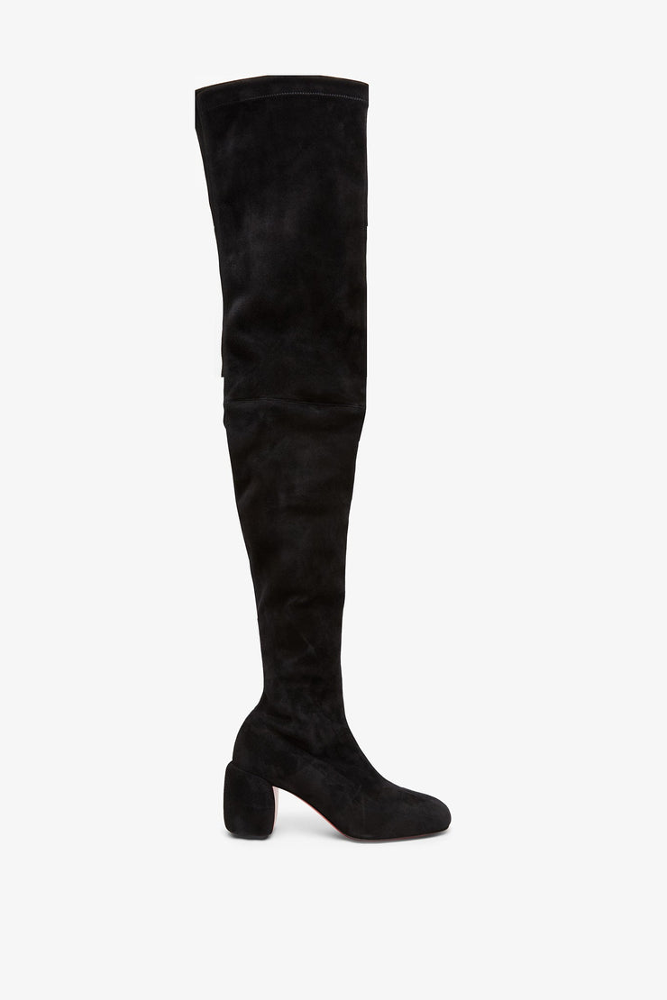 Minny 70 black suede over knee boots