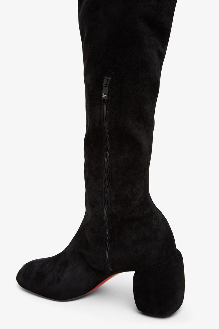 Minny 70 black suede over knee boots