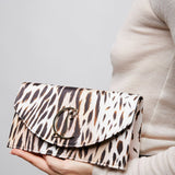 Loubi54 animal print satin clutch