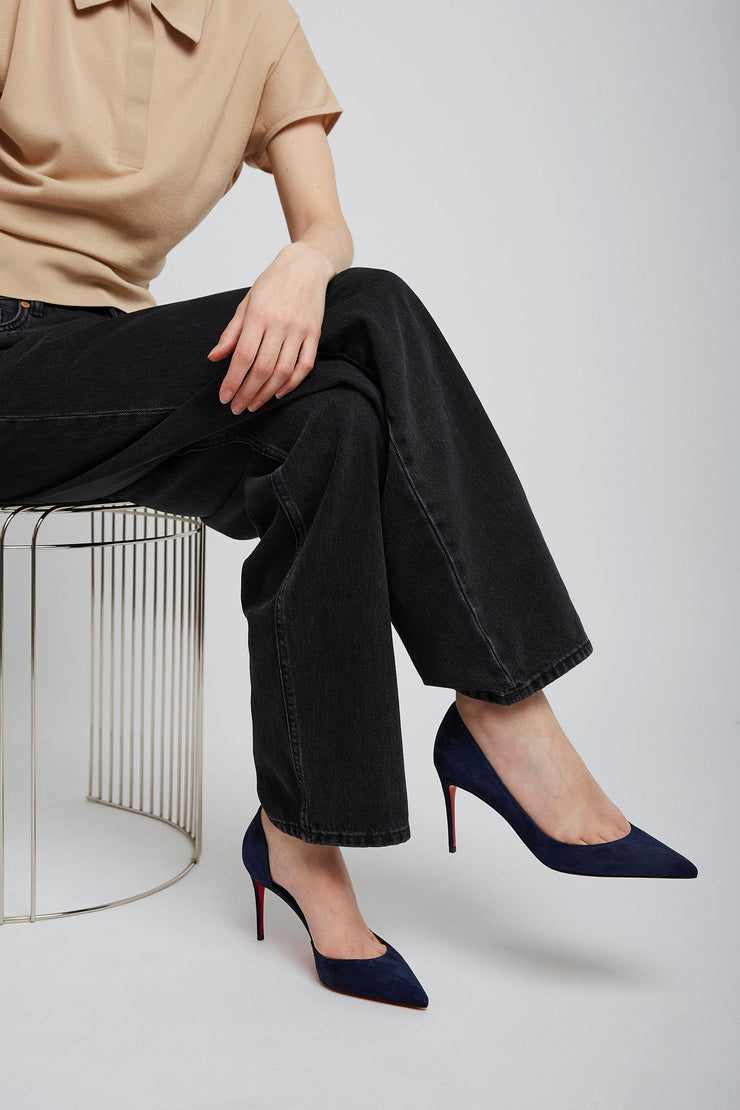 Iriza 85 dark blue suede pumps