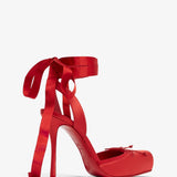 Cassia lace up 100 red satin pumps