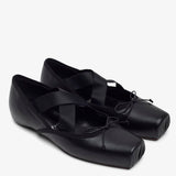 Cassiasticina black leather ballerinas