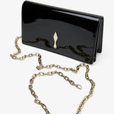 Bettina black patent clutch