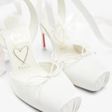Cassia Lace Up 100 Ivory Satin Pumps