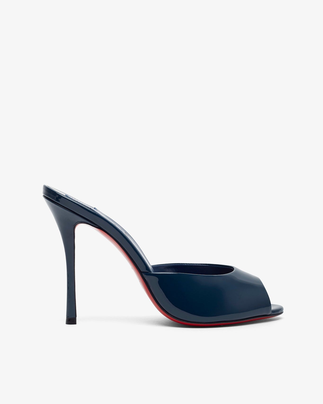Navy high-heeled shoe on a white background