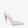 White high-heeled shoe with red interior on a white background