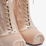 Pavlova 100 Lace Up Blush Satin Boots