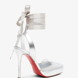 Cassia Lace Up 100 Silver Pumps