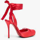 Cassia Lace Up 100 Satin Pumps