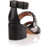 Black leather chain sandal