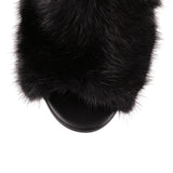 Paris black mink mule