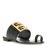 Black leather 4G Flat Sandals