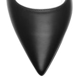 Black leather pumps