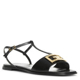 4G black T-bar sandals