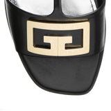 4G black T-bar sandals