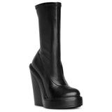 Stretch leather ankle boots