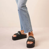 Givenchy Paris black platform slides