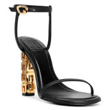 G Cube 105 black leather sandals