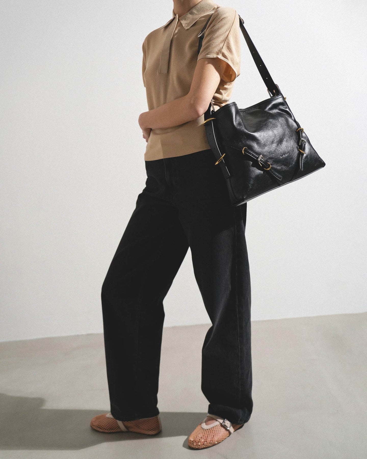 Shop Givenchy Voyou Medium Black Shoulder Bag