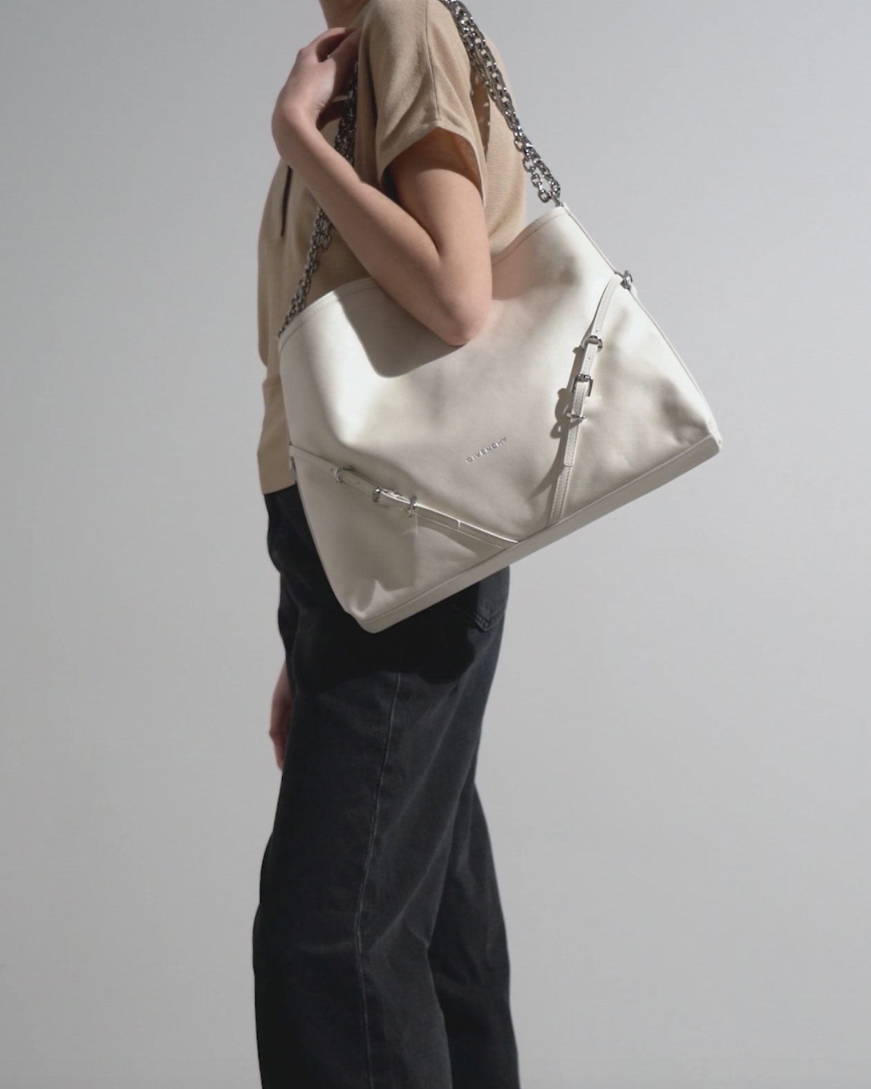 Shop Givenchy Voyou Medium White Chain Bag