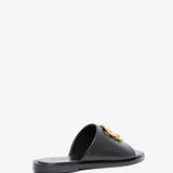4G liquid black flat mules