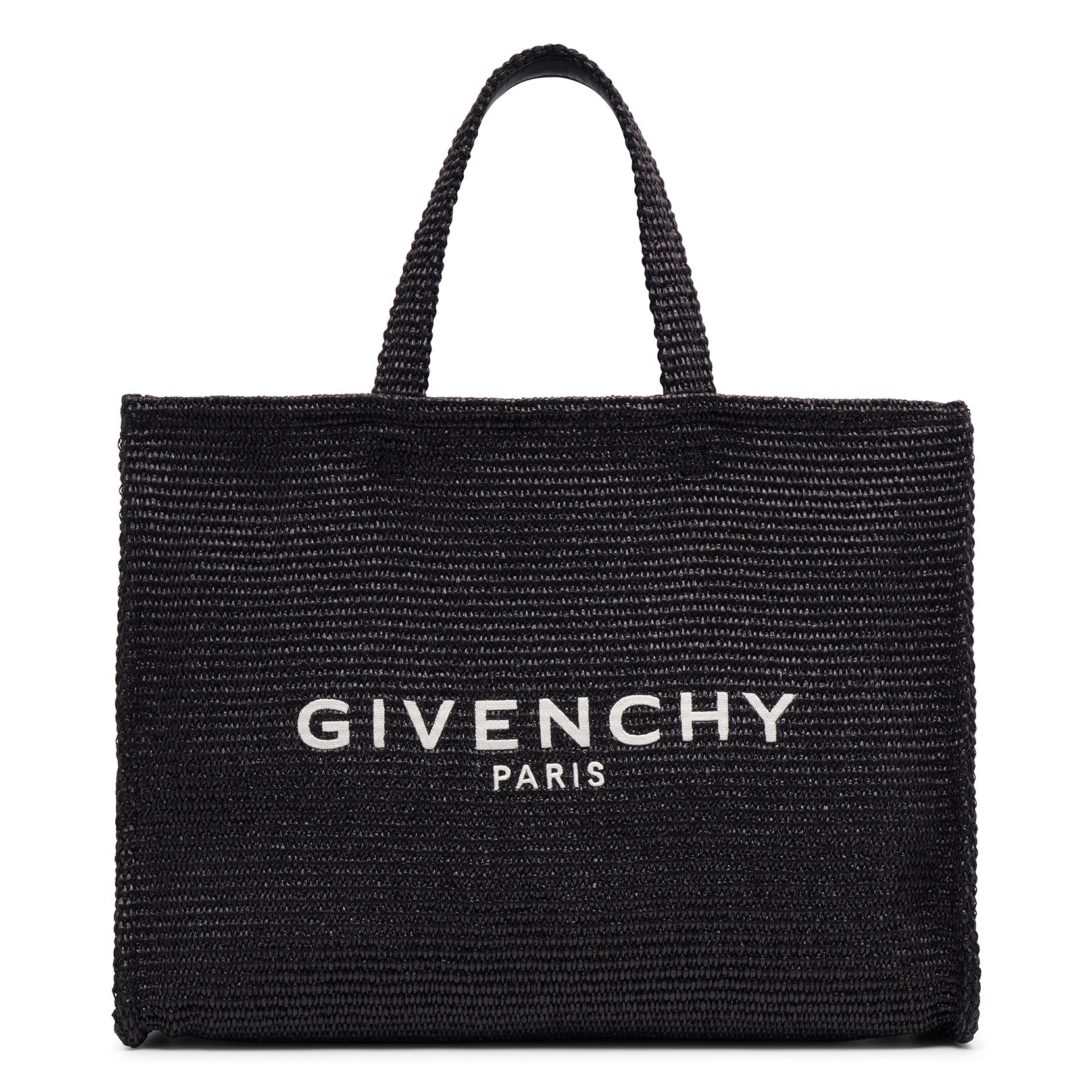 Shop Givenchy G-tote Black Raffia Tote Bag