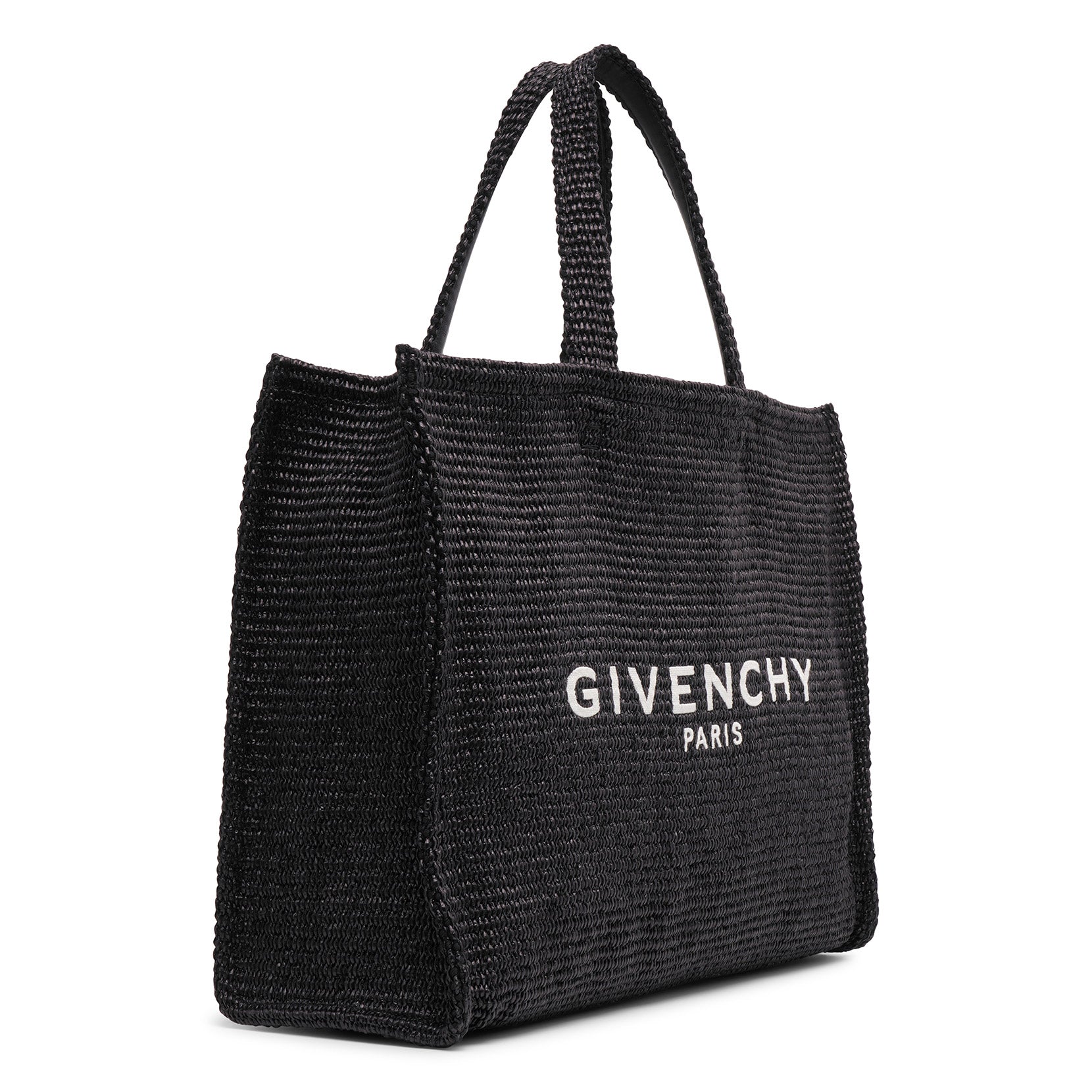 Shop Givenchy G-tote Black Raffia Tote Bag