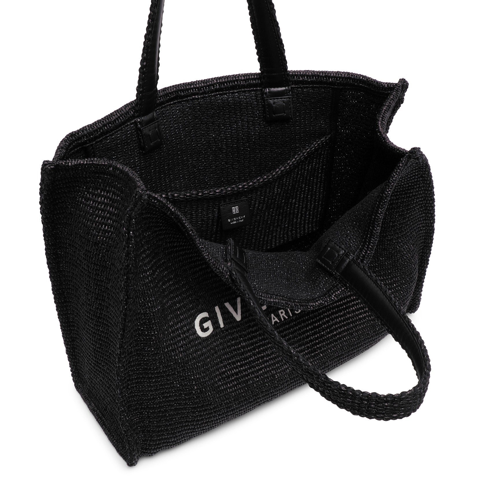 Shop Givenchy G-tote Black Raffia Tote Bag