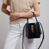 Shark lock black bucket bag