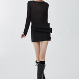 Bow black mini skirt
