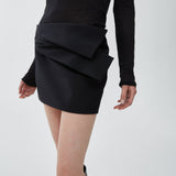 Bow black mini skirt