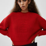 Cropped 4G sweater in waffle wool