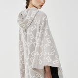 Monogram hooded cashmere poncho