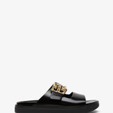 4G black flat sandals