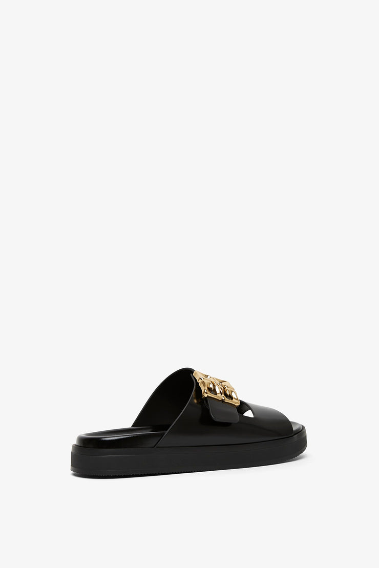 4G black flat sandals