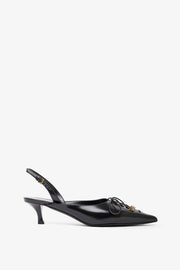 Black leather slingblacks