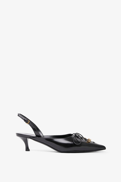 Black leather slingblacks