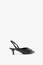Black leather slingblacks