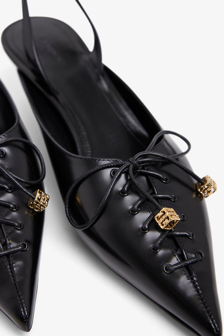 Black leather slingblacks